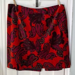 Talbots Red Velvet Paisley Skirt Size 24W
